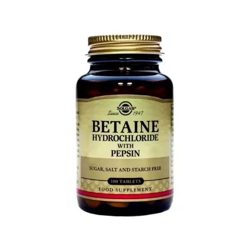 Betain Hydrochloride with Pepsin 100tabs (Solgar)