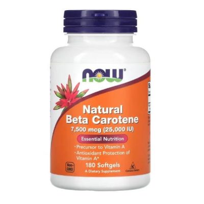 Natural Beta-Carotene 25,000iu 90gels (Now)